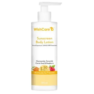 WishCare Sunscreen Body Lotion SPF 50 PA+++ with Niacinamide, Ceramide Carrot Seed and Raspberry